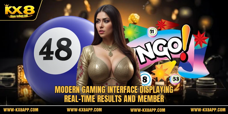 Modern gaming interface displaying real-time results and member